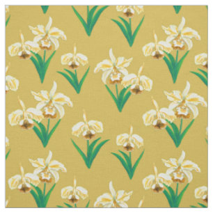 Wild Orchids - Golden Yellow Orchids and Foliage Fabric