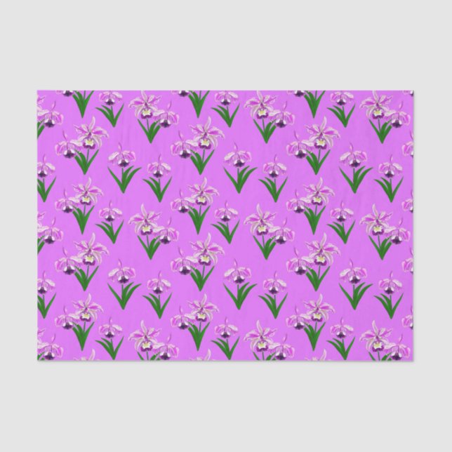 Wild Orchids - Light Purple Orchids and Foliage  Tissue Paper (Front)