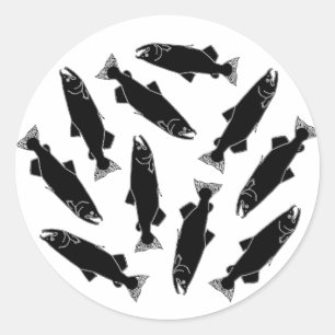 Wild Pacific Salmon Classic Round Sticker