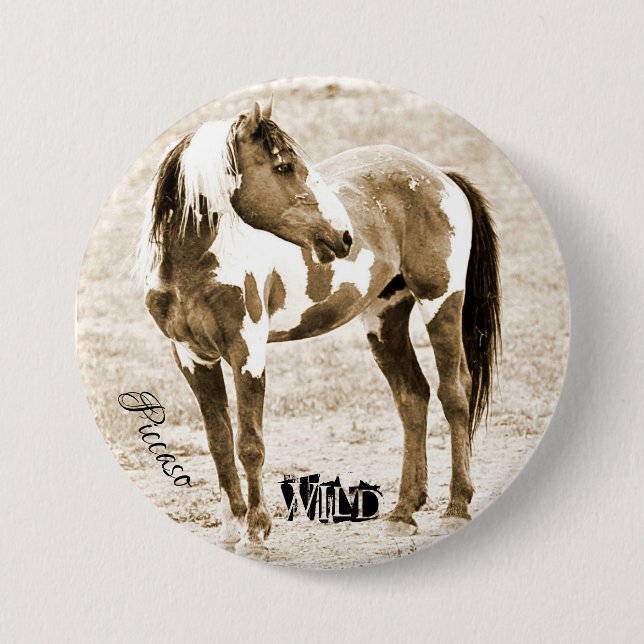 Wild Paint Horse Stallion Picasso Button (Front)