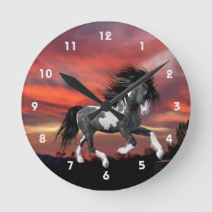 Wild Paint Horse Wall Clock