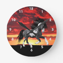 Wild Paint Horse Wall Clock