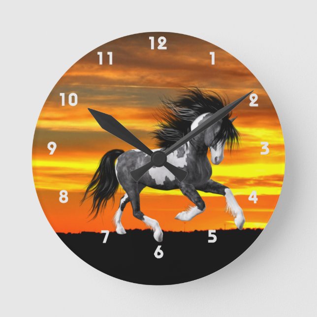 Wild Paint Horse Wall Clock (Front)