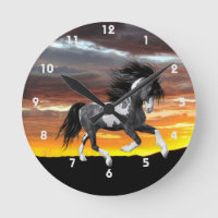 Wild Paint Horse Wall Clock