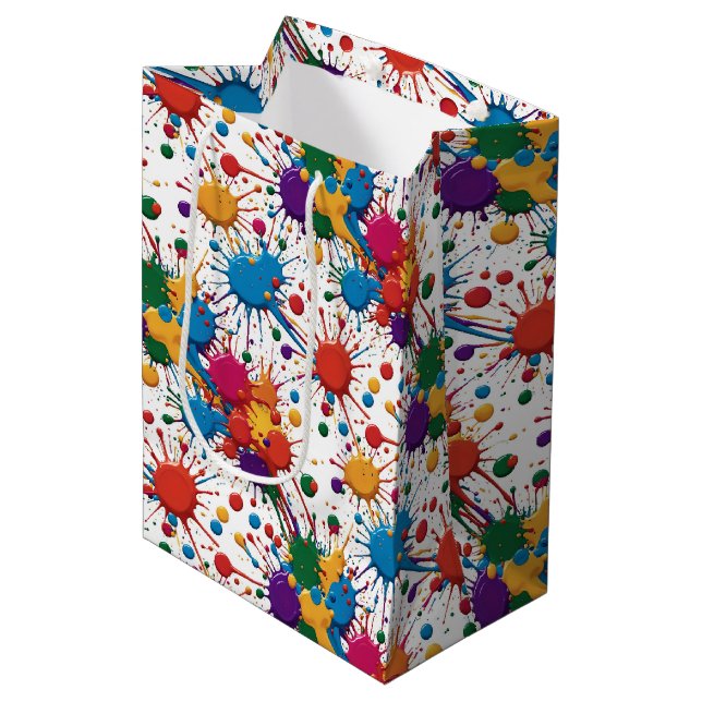 Wild Paint Splatter Medium Gift Bag (Front Angled)