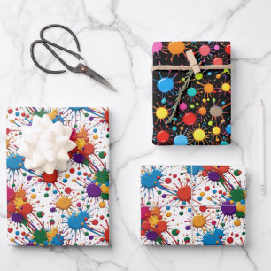 Wild Paint Splatter Wrapping Paper Sheet