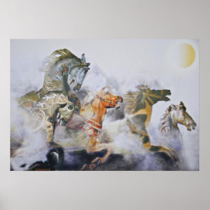 WILD PAINTED CAROUSEL HORSES POSTER