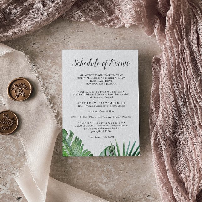 Wild Palm Wedding Weekend Schedule of Event Enclosure Card (Creator Uploaded)