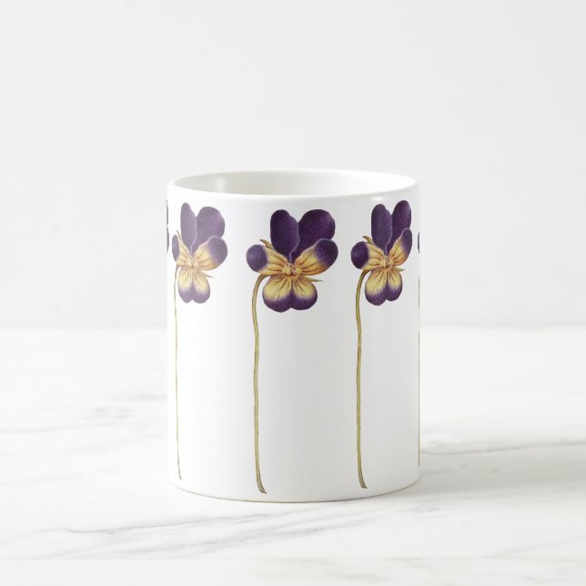 Wild pansy flower hand drawn coffee mug (Center)