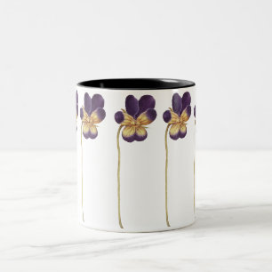 Wild pansy flower hand drawn Two-Tone coffee mug