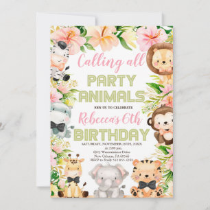 Wild Party Animals Birthday, Any Age, Safari Invitation