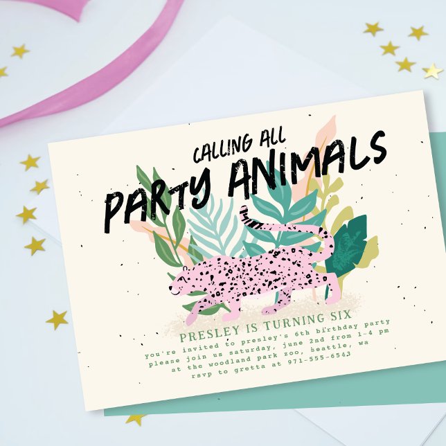 Wild Party Animals Kids Birthday Party Invitation (Creator Uploaded)