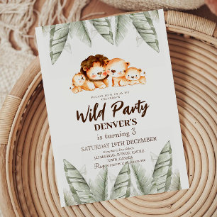Wild Party Pastel Lion Birthday Invitation