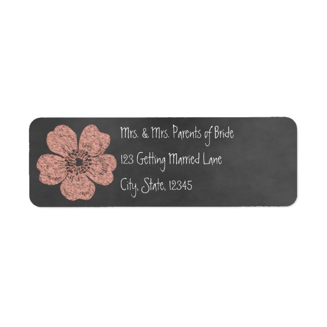 Wild Peach Roses Chalkboard Avery Label Return Address Label (Front)