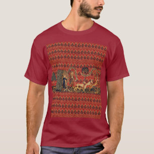 WILD PEOPLE IN DEER HUNT, Animals ,Red Floral  T-Shirt