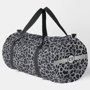 Wild Personalised Grey & Black Leopard Duffle Bag