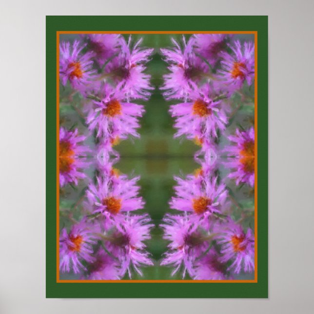 Wild Pink Asters Flower Art  Poster (Front)