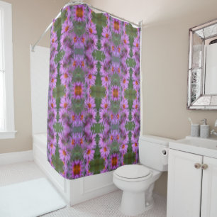 Wild Pink Asters Flower Art  Shower Curtain