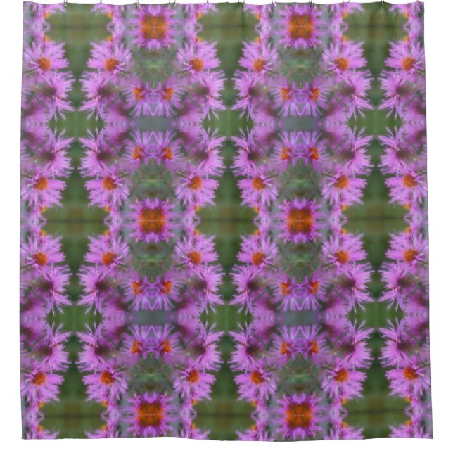 Wild Pink Asters Flower Art  Shower Curtain (Front)
