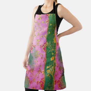 Wild Pink Damask Grunge - Apron