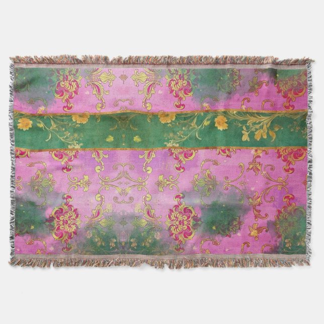 Wild Pink Grunge Damask - Blanket (Front)