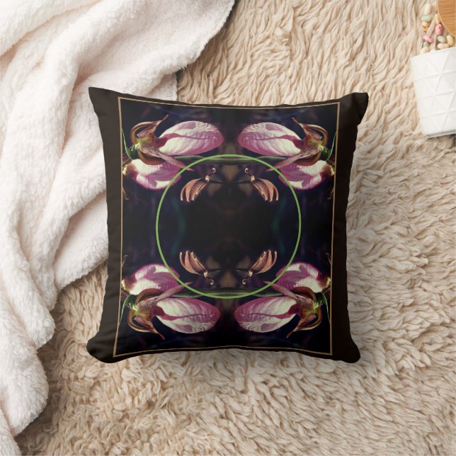 Wild Pink Lady Slipper Orchid Frame Add Your Photo Cushion (Blanket)