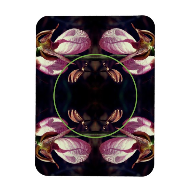 Wild Pink Lady Slipper Orchid Frame Add Your Photo Magnet (Vertical)