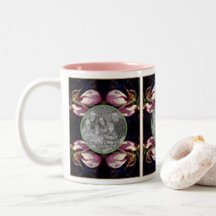 Wild Pink Lady Slipper Orchid Frame Add Your Photo Two-Tone Coffee Mug