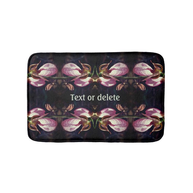 Wild Pink Lady Slipper Orchid Pair Personalised Bath Mat (Front)