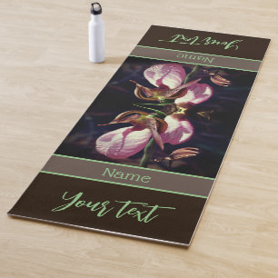 Wild Pink Lady Slipper Orchid Pair Personalised Yoga Mat