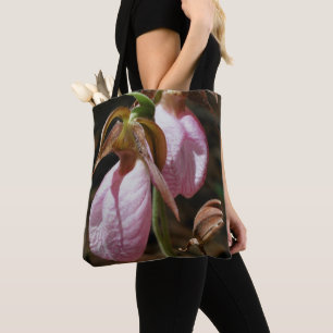 Wild Pink Lady Slipper Orchid Pair Tote Bag