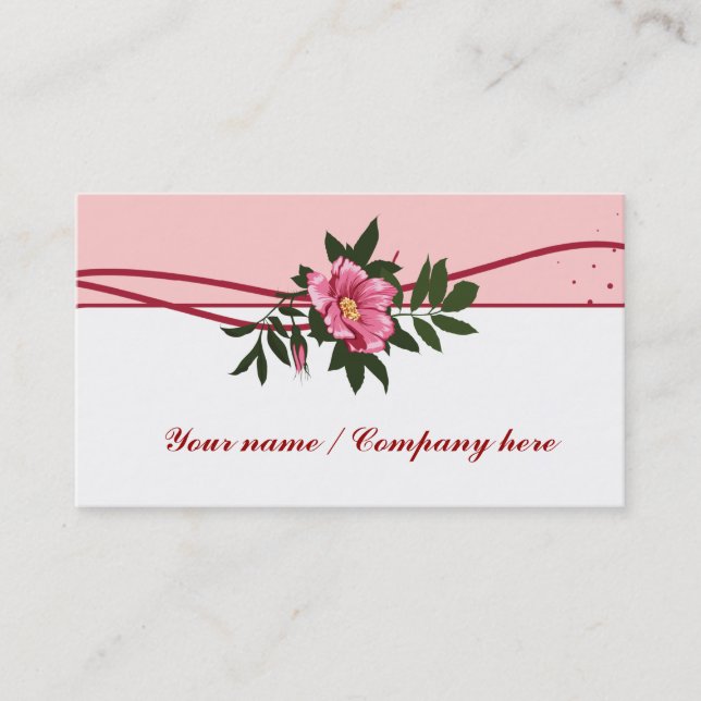 Wild pink rose floral business card (Front)