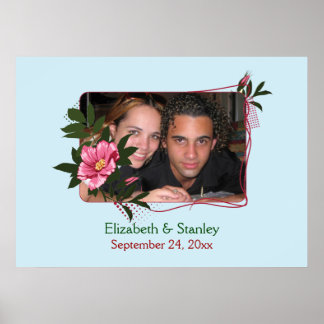 Wild pink rose floral wedding photo poster