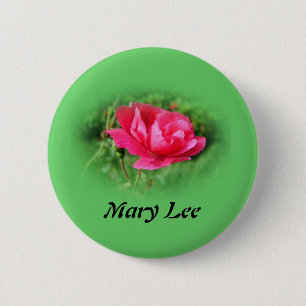 wild pink rose flowers 6 cm round badge