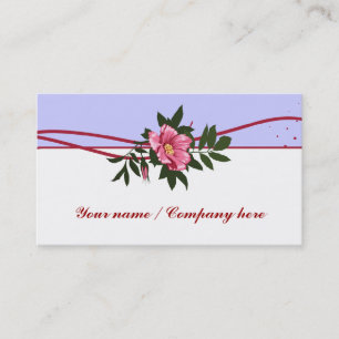 Wild pink rose lavender white floral business card