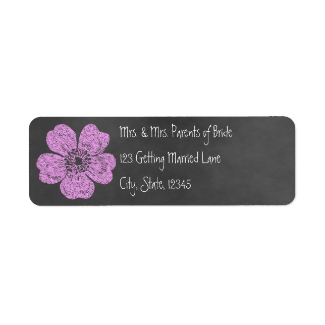 Wild Pink Roses Chalkboard Avery Label Return Address Label (Front)