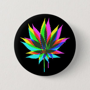 Wild Plant Leafs - neon coloured + your ideas 6 Cm Round Badge