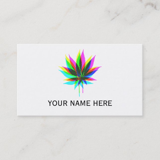Wild Plant Leafs - neon coloured + your ideas Business Card (Front)