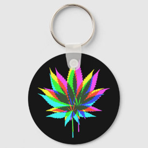 Wild Plant Leafs - neon coloured + your ideas Key Ring