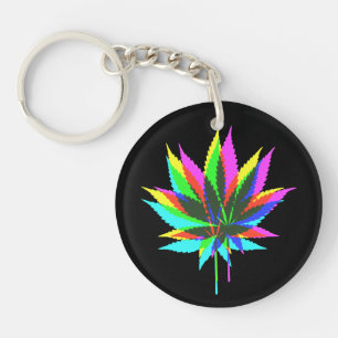 Wild Plant Leafs - neon coloured + your ideas Key Ring