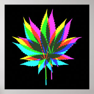 Wild Plant Leafs - neon coloured + your ideas Poster