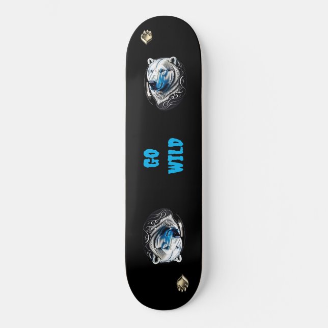 Wild Polar Bear Skateboard | Arctic Animal Board (Front)
