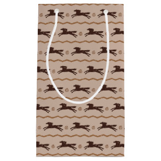 Wild Pony Galloping Horse on Tan Small Gift Bag
