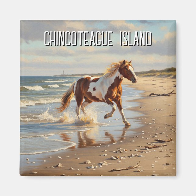 Wild Pony in Chincoteague Island Virginia Travel Magnet (Front)