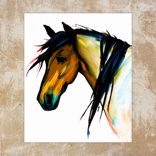 Wild Pony Watercolor Horse Poster