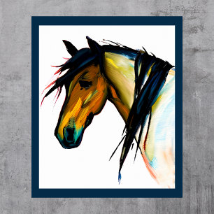 Wild Pony Watercolor Horse Poster