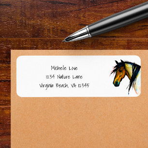 Wild Pony   Watercolor Horse Return Address Label