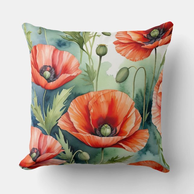 Wild Poppies Cushion (Front)