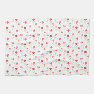 Wild poppies pattern tea towel