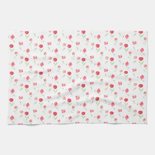 Wild poppies pattern tea towel (Horizontal)